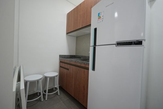 Cozinha de kitnet/studio para alugar com 1 quarto, 18m² em Vila Mariana, São Paulo