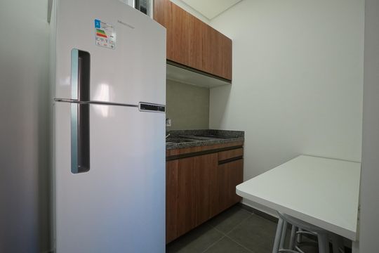 Cozinha de kitnet/studio para alugar com 1 quarto, 18m² em Vila Mariana, São Paulo