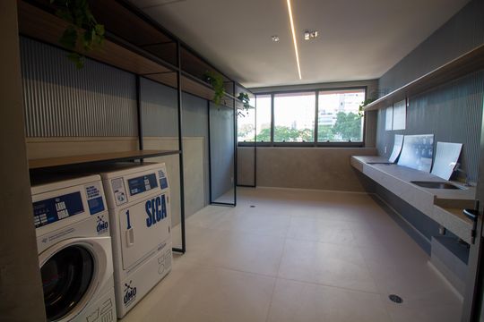 Área comum - Lavanderia de kitnet/studio à venda com 1 quarto, 25m² em Santo Amaro, São Paulo