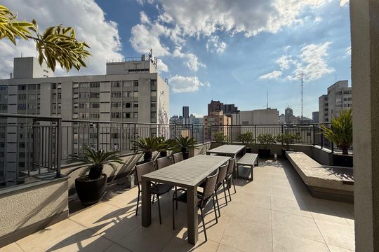 area comum solarium de kitnet/studio para alugar com 1 quarto, 30m² em República, São Paulo