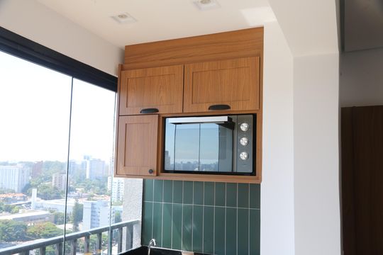 Cozinha de apartamento à venda com 1 quarto, 23m² em Santo Amaro, São Paulo