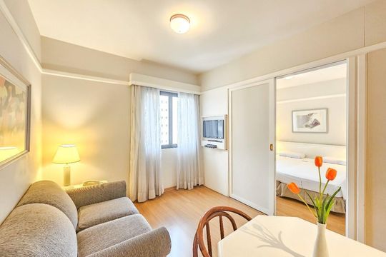 Sala de apartamento à venda com 1 quarto, 45m² em Jardim Paulista, São Paulo