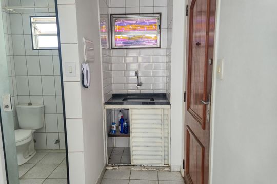 Cozinha  de kitnet/studio para alugar com 1 quarto, 22m² em Campos Elíseos, São Paulo
