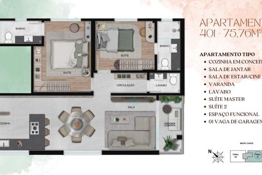 Apartamento à venda com 2 quartos, 62m² em Sion, Belo Horizonte