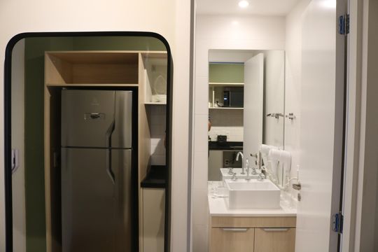 Cozinha de kitnet/studio à venda com 1 quarto, 21m² em Perdizes, São Paulo