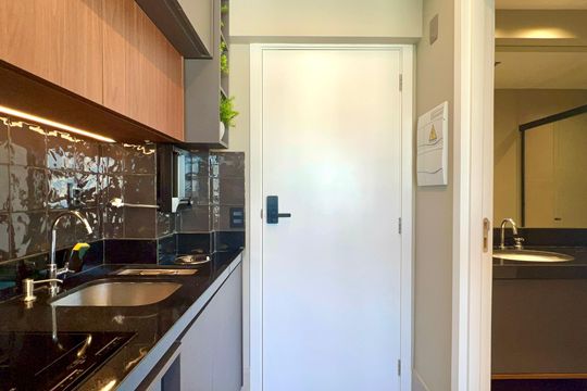 Cozinha de apartamento à venda com 1 quarto, 20m² em Jardim Paulista, São Paulo