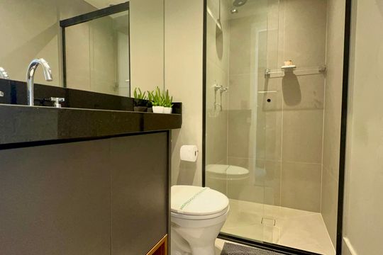 Banheiro de apartamento à venda com 1 quarto, 20m² em Jardim Paulista, São Paulo