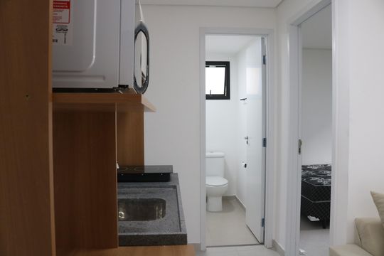 Cozinha de apartamento à venda com 1 quarto, 27m² em Perdizes, São Paulo