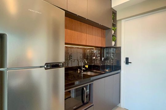 Cozinha de kitnet/studio à venda com 1 quarto, 20m² em Jardim Paulista, São Paulo