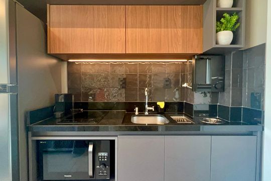 Cozinha de kitnet/studio à venda com 1 quarto, 20m² em Jardim Paulista, São Paulo