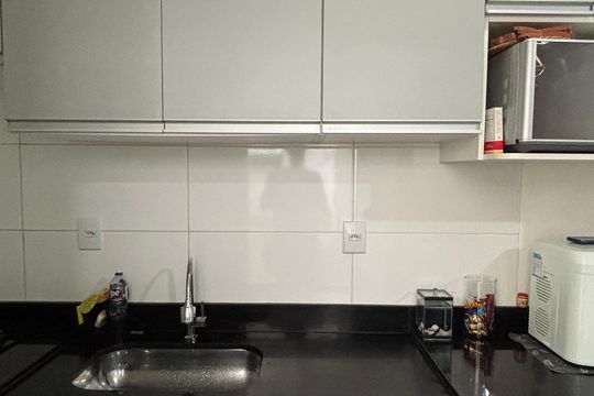 Cozinha de apartamento à venda com 2 quartos, 47m² em Parque Erasmo Assunção, Santo André
