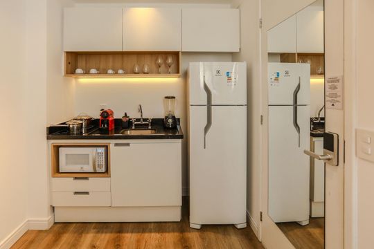 Cozinha de apartamento à venda com 1 quarto, 22m² em Sumarezinho, São Paulo