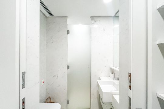 Banheiro da Suíte de apartamento à venda com 1 quarto, 58m² em Sumarezinho, São Paulo