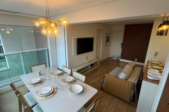 Sala de apartamento à venda com 1 quarto, 43m² em Campo Belo, São Paulo