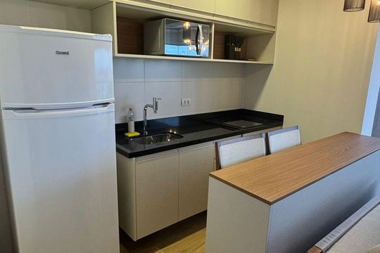 Cozinha de apartamento à venda com 1 quarto, 43m² em Campo Belo, São Paulo