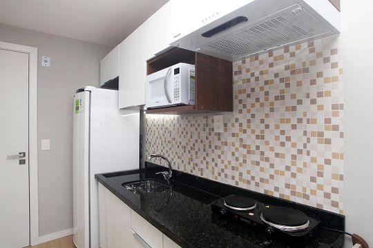 Cozinha de apartamento à venda com 1 quarto, 27m² em Cidade Baixa, Porto Alegre