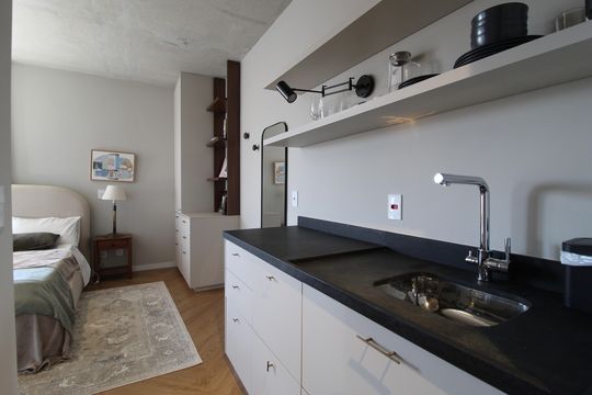 Cozinha de kitnet/studio à venda com 1 quarto, 30m² em Indianópolis, São Paulo