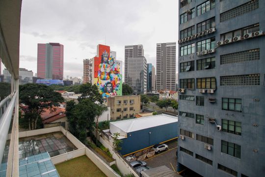 Vista da Varanda de apartamento à venda com 1 quarto, 57m² em Pinheiros, São Paulo
