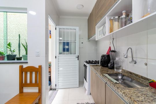 Sala de Jantar e Cozinha de casa de condomínio à venda com 2 quartos, 67m² em Vila Aurora (zona Norte), São Paulo
