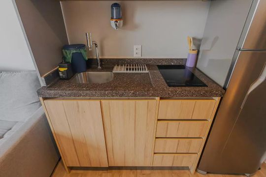 Cozinha de apartamento à venda com 1 quarto, 31m² em Pinheiros, São Paulo