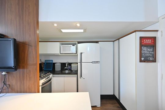 Cozinha  de kitnet/studio para alugar com 1 quarto, 24m² em Vila Clementino, São Paulo