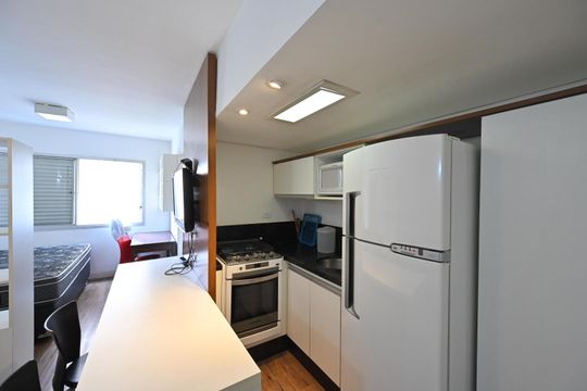 Cozinha de kitnet/studio para alugar com 1 quarto, 24m² em Vila Clementino, São Paulo