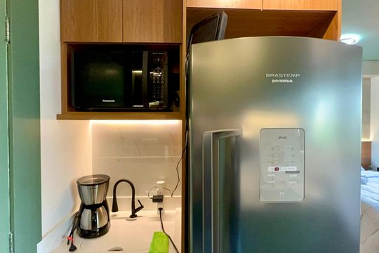 Cozinha de kitnet/studio para alugar com 1 quarto, 26m² em Pinheiros, São Paulo