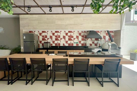 Área comum - Churrasqueira de kitnet/studio para alugar com 1 quarto, 26m² em Pompeia, São Paulo