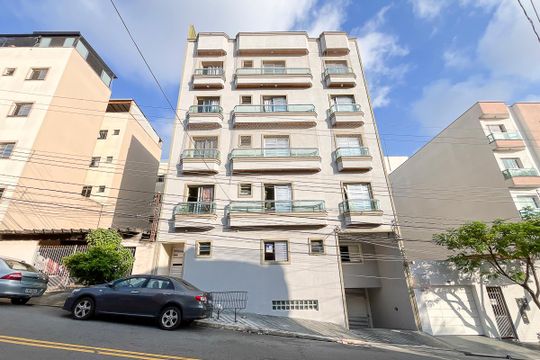 Fachada + plaquinha de apartamento à venda com 2 quartos, 80m² em Nova Gerti, São Caetano do Sul