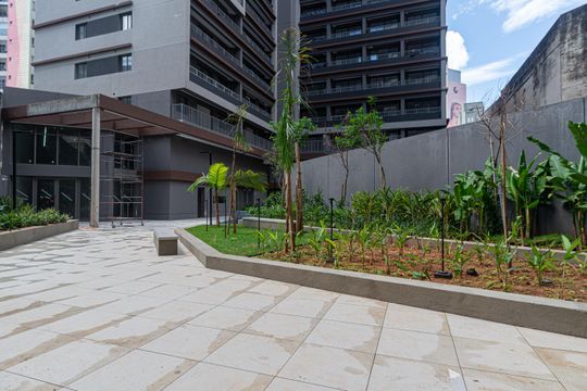 Área comum - Entrada do Condomínio de kitnet/studio para alugar com 1 quarto, 26m² em Bela Vista, São Paulo