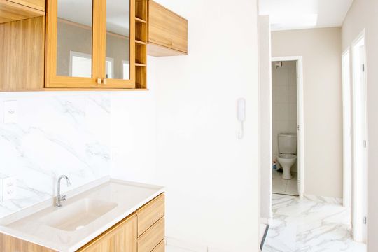 Cozinha de apartamento à venda com 2 quartos, 37m² em Americanópolis, São Paulo