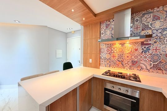 Cozinha de apartamento à venda com 2 quartos, 48m² em Jardim do Lago, Jundiaí