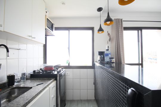Cozinha de apartamento à venda com 1 quarto, 59m² em Vila Andrade, São Paulo