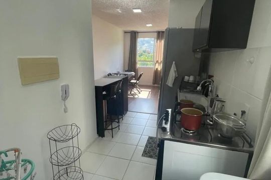 Sala/cozinha de apartamento à venda com 2 quartos, 45m² em Vargem Pequena, Rio de Janeiro