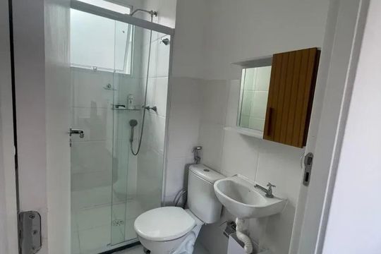 Banheiro de apartamento à venda com 2 quartos, 45m² em Vargem Pequena, Rio de Janeiro