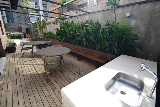 Área comum de kitnet/studio para alugar com 1 quarto, 50m² em Nova Campinas, Campinas