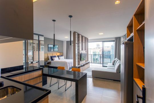 Área externa de apartamento à venda com 1 quarto, 57m² em Vila Olímpia, São Paulo