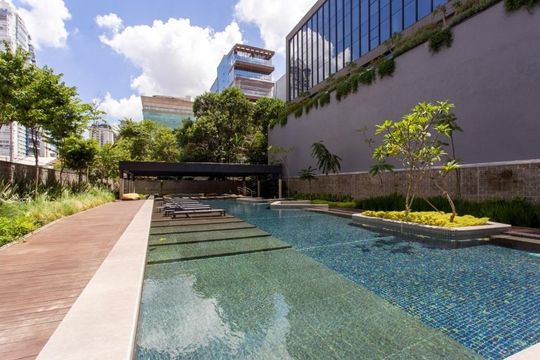 Área externa de apartamento à venda com 1 quarto, 57m² em Vila Olímpia, São Paulo