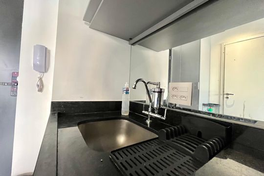 Cozinha de kitnet/studio para alugar com 1 quarto, 21m² em Vila Clementino, São Paulo