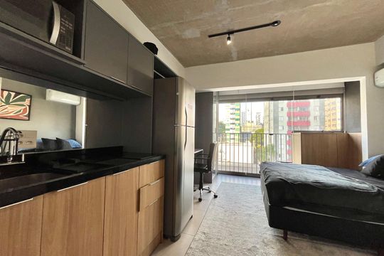 Cozinha de kitnet/studio para alugar com 1 quarto, 21m² em Vila Clementino, São Paulo