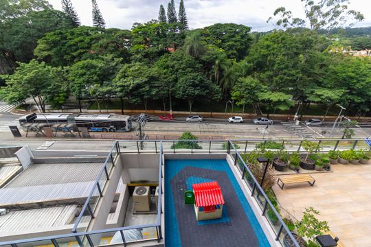 Varanda vista de apartamento à venda com 1 quarto, 36m² em Santo Amaro, São Paulo