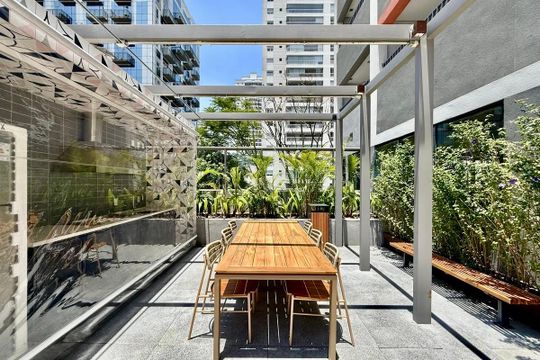 Área comum de kitnet/studio para alugar com 1 quarto, 25m² em Santo Amaro, São Paulo