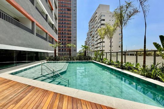 Piscina  de kitnet/studio para alugar com 1 quarto, 25m² em Santo Amaro, São Paulo