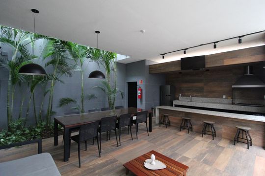 Área Comum - Churrasqueira de kitnet/studio à venda com 1 quarto, 27m² em Indianópolis, São Paulo