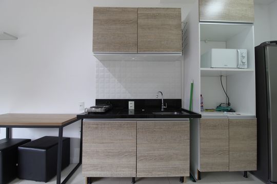 Cozinha de kitnet/studio à venda com 1 quarto, 27m² em Indianópolis, São Paulo