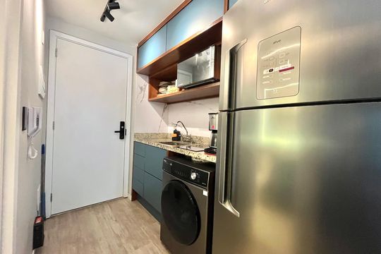Cozinha de kitnet/studio à venda com 1 quarto, 28m² em Vila Guarani (zona Sul), São Paulo