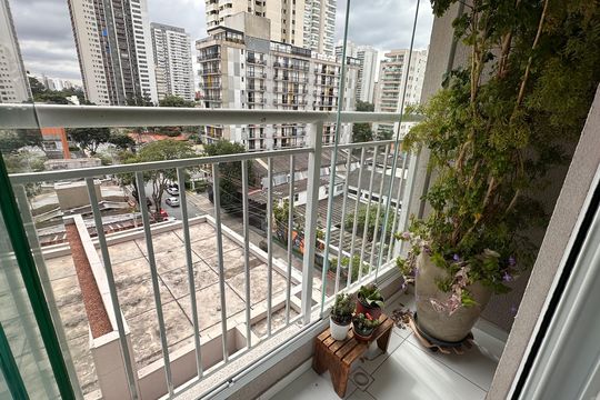 Varanda da Suíte de apartamento à venda com 3 quartos, 81m² em Santo Amaro, São Paulo