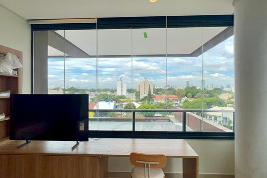 Varanda da Sala de kitnet/studio para alugar com 1 quarto, 33m² em Pinheiros, São Paulo