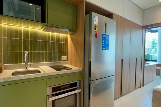 Cozinha de kitnet/studio para alugar com 1 quarto, 33m² em Pinheiros, São Paulo