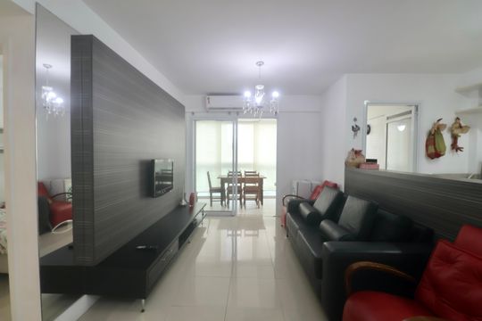 Sala de apartamento para alugar com 2 quartos, 97m² em Vila Alzira, Guarujá